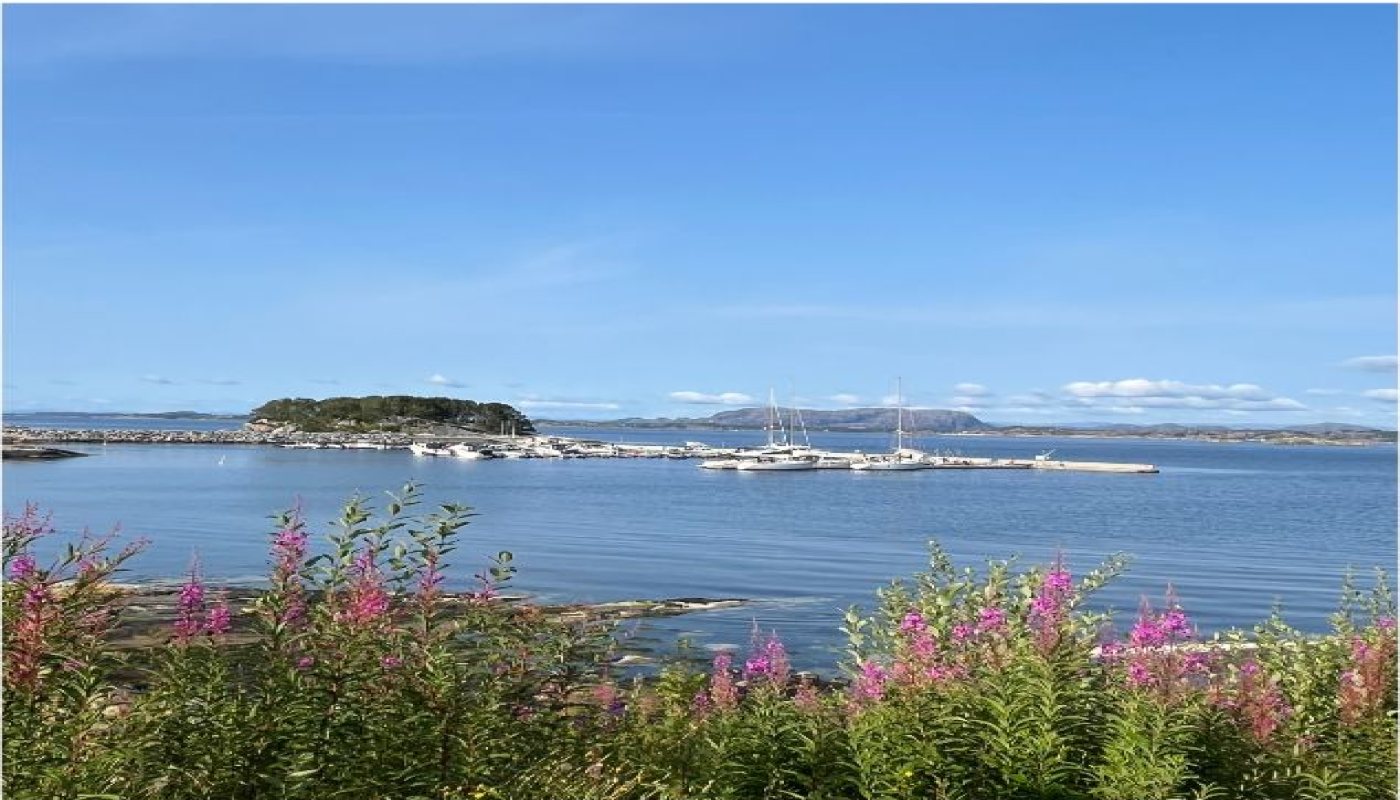 Utsikt over sjø og havn fra Rong
